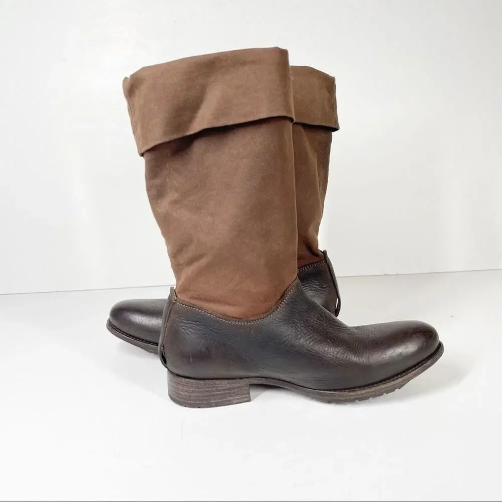 AUSTRAILIA LUXE COLLECTIVE Waxed Canvas Leather Boots Women’s 6 Heritage Utility